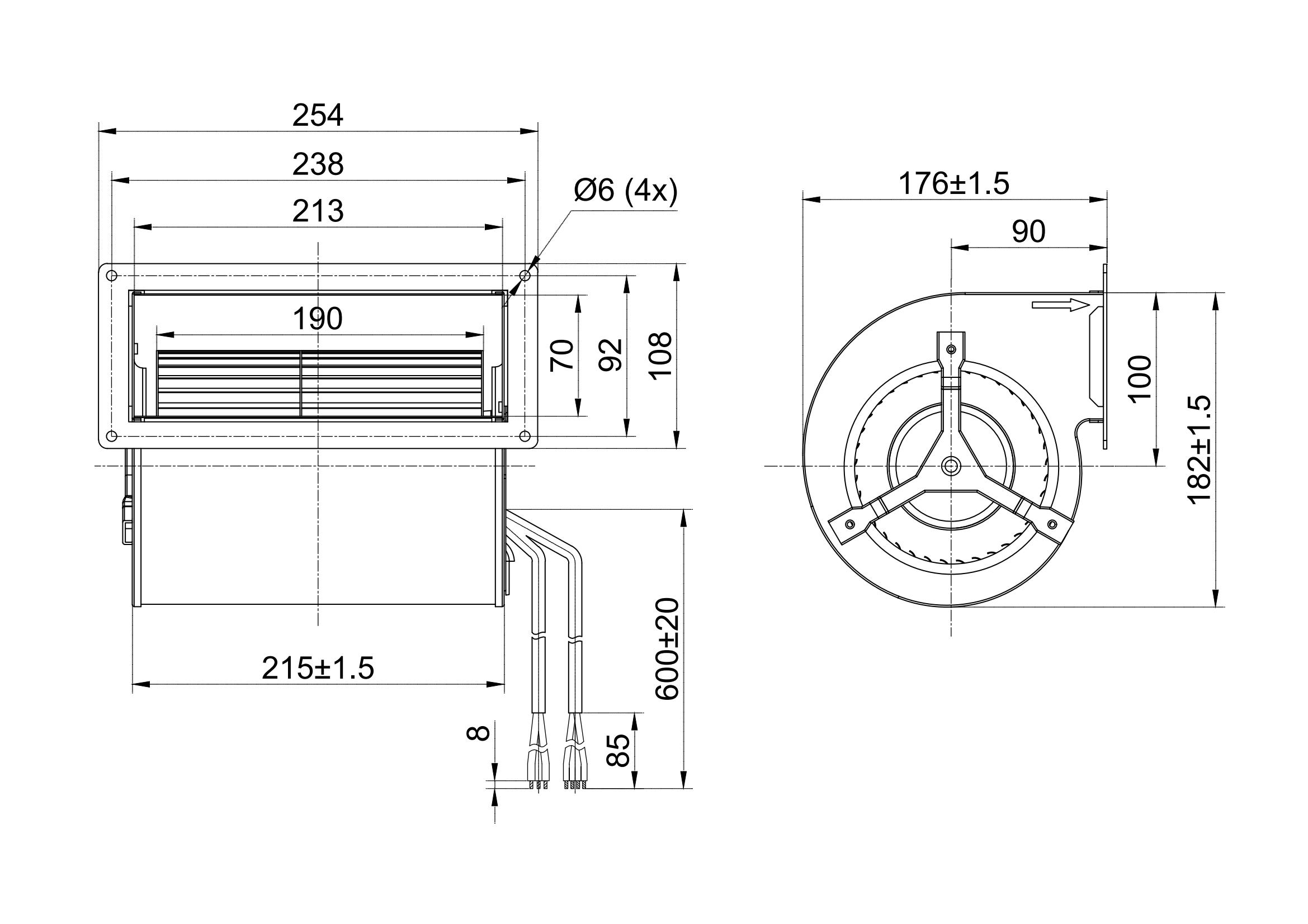 Ec Diameter 133mm Dual Inlet Centrifugal Blower With Scroll Housing Ventilador centrífugo de entrada dupla do diâmetro 133mm do Ce com alojamento do rolo